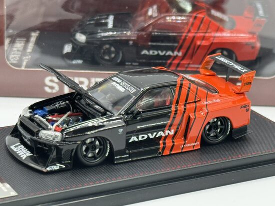 LBWK Nissan ER34 Advan , open hood , black/red
