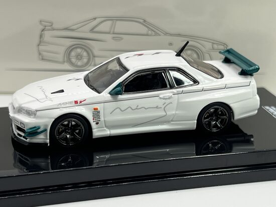 Nissan Skyline GT-R ( R34 ) V-Spec Tuned , white/green