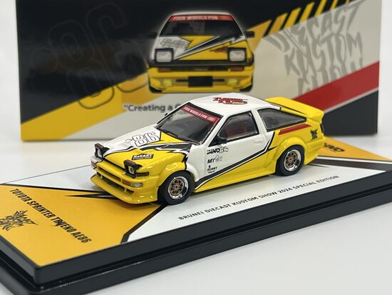 Toyota AE86 Sprinter Trueno "Brunei Diecast Kustom Show 2024" special edition , yellow/white