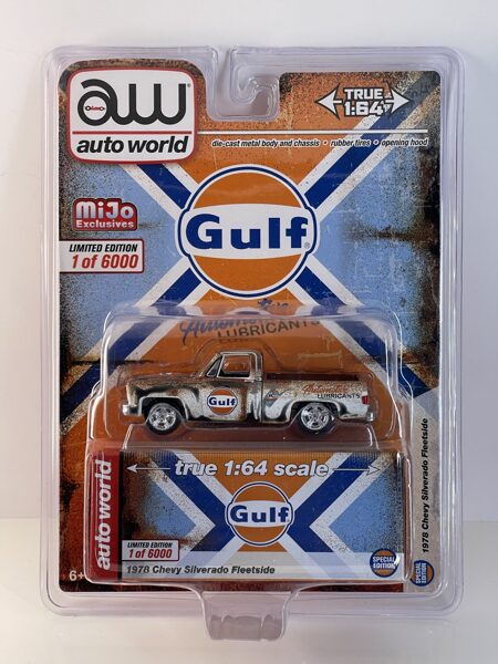 1/64 1978 Chevrolet Silverado Fleetside "Gulf" , Mijo Exclusives , limited edition 1 of 6000 , opening hood , silver/rust