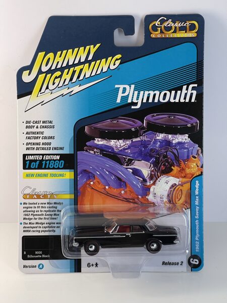 1/64 1962 Plymouth Savoy Max Wedge , opening hood with detailing engine , silhouette black