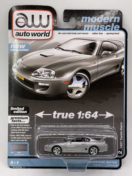 1/64 1997 Toyota Supra , silver , opening hood