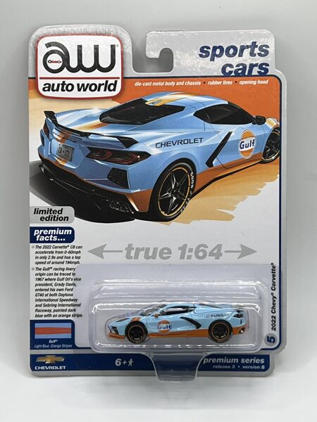 1/64 2022 Chevrolet Corvette "Gulf", opening hood , blue/orange