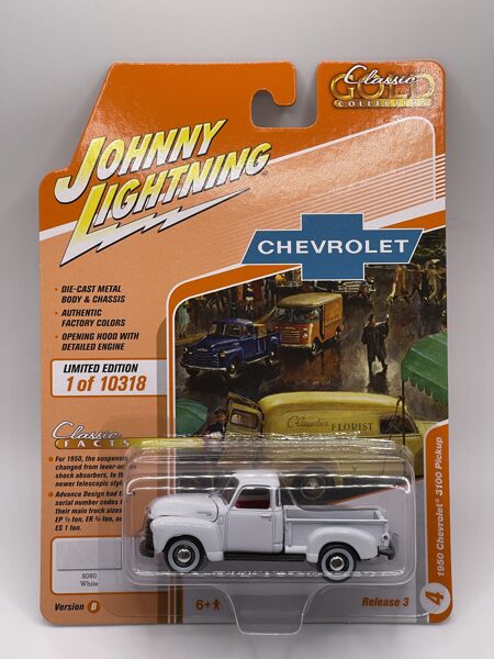 1/64 Chevrolet 3100 Pickup , opening hood , white