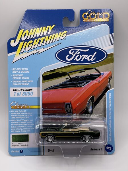 1/64 1968 Ford Fairlane Torino GT Convertible , opening hood , highland green poly