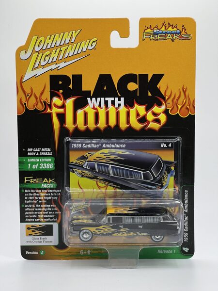 1/64 1959 Cadillac Ambulance, yellow flames