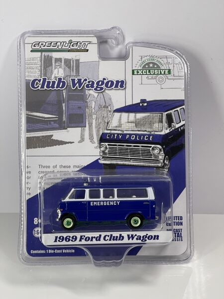 1/64 1969bFord Club Wagon , "City Police Emergengy " , "chase version" , blue
